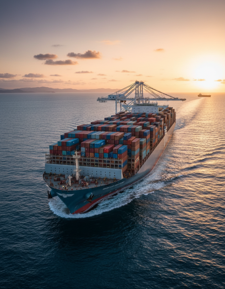 Mega container ship at sea