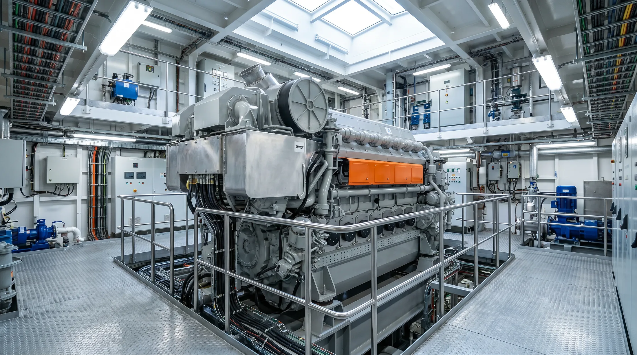 Main Engine marine spare parts in a ship engine room — Wattmare supplier India