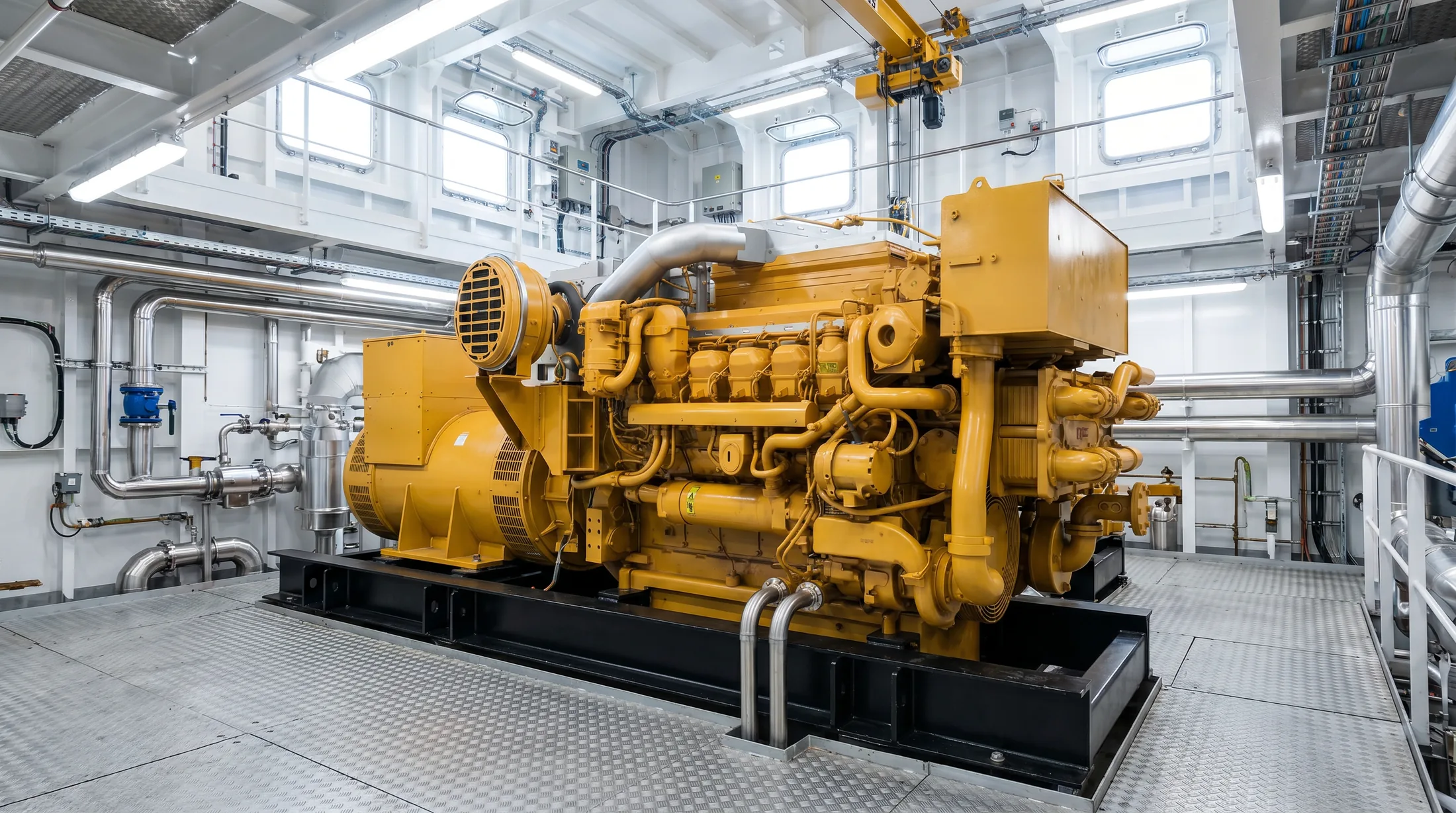 Auxiliary Engine marine spare parts in a ship engine room — Wattmare supplier India
