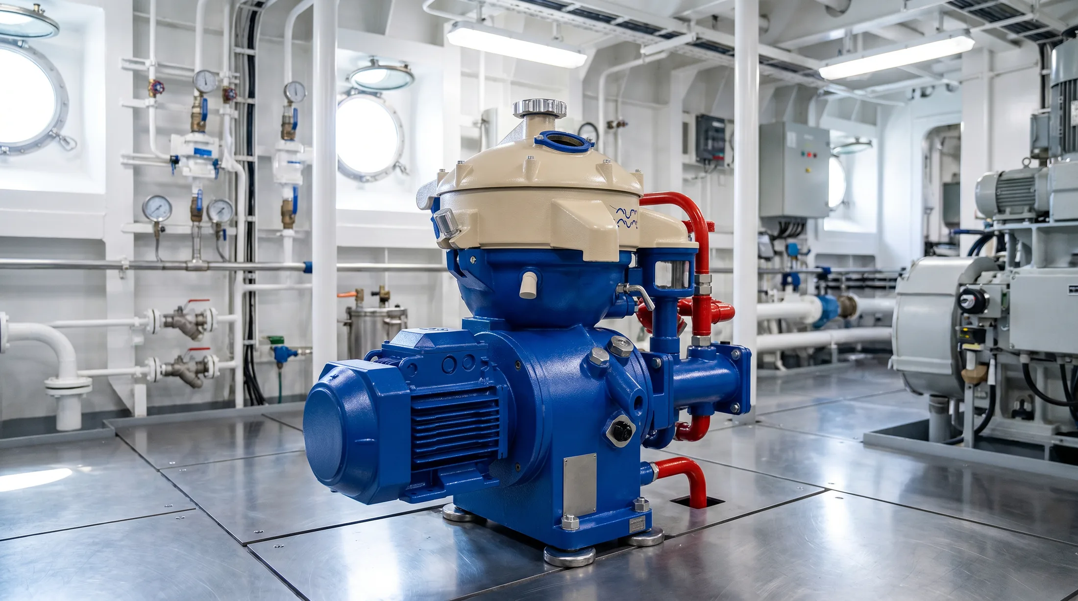 Oil Separator marine spare parts in a ship engine room — Wattmare supplier India