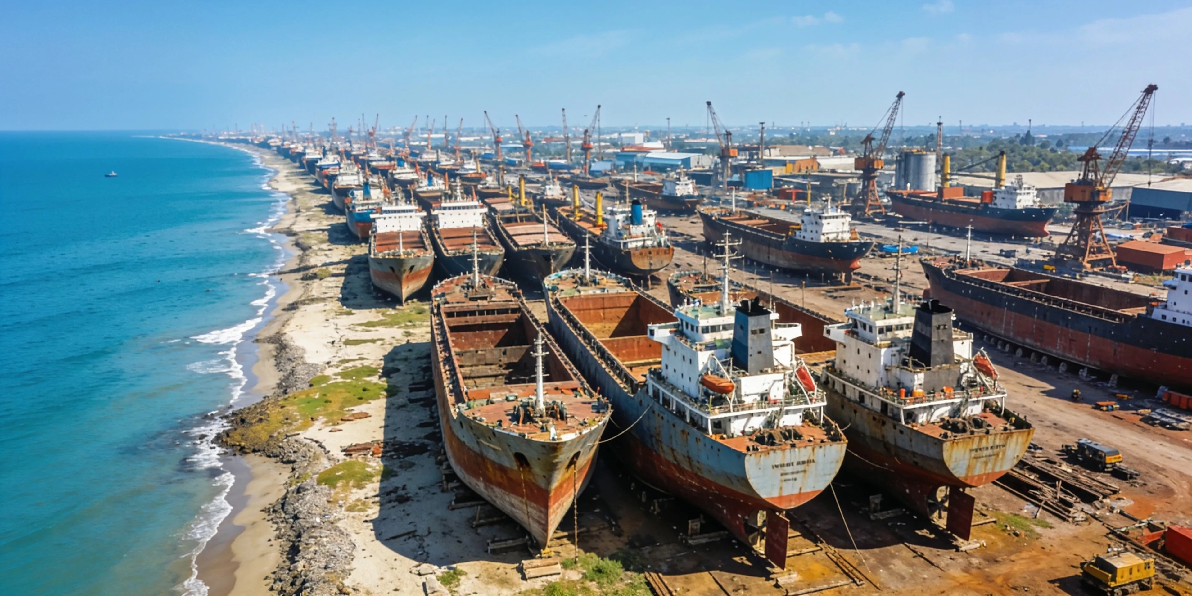 Alang-Sosiya coastline with beached ships