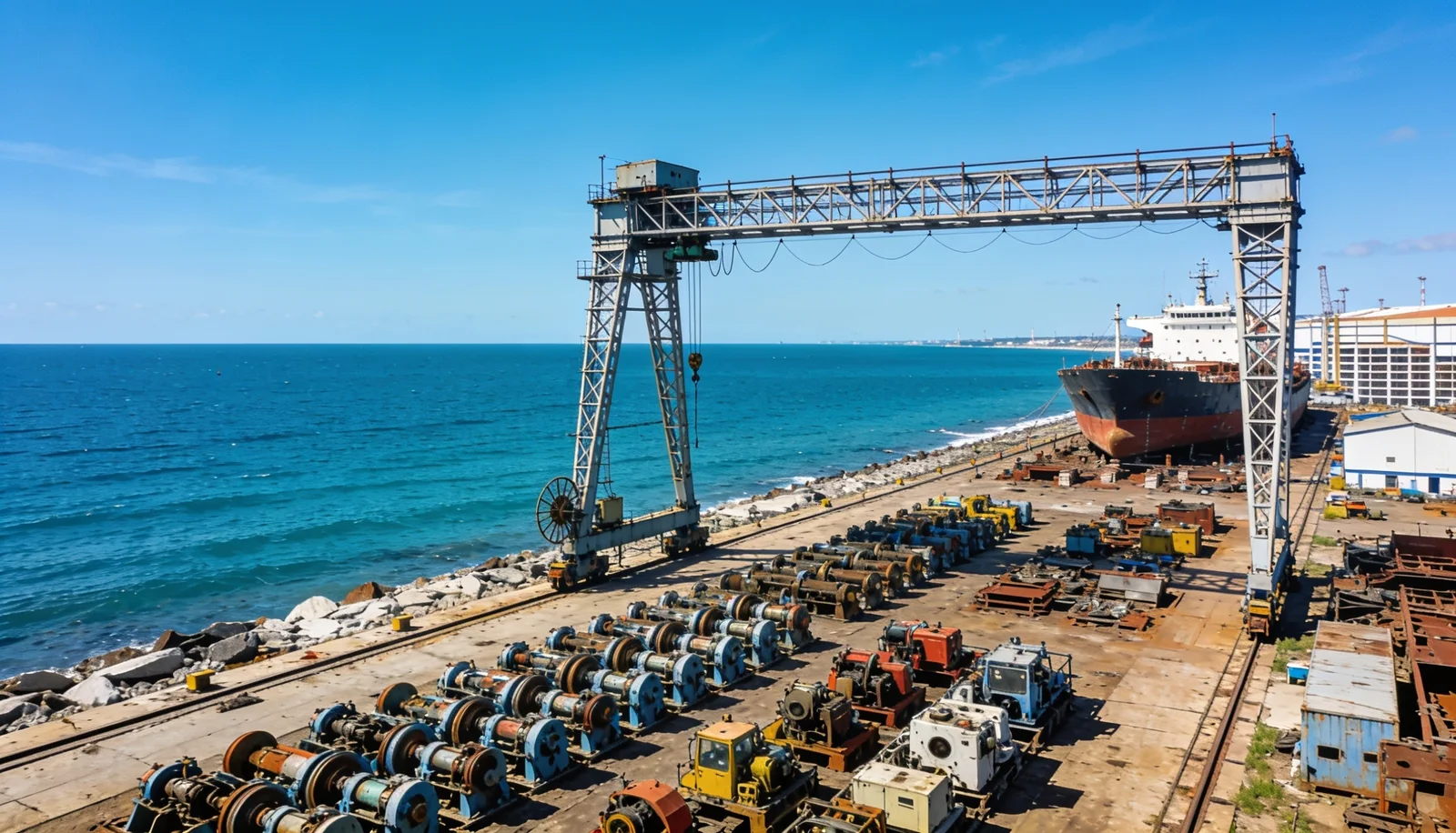 Alang ship-recycling plot frontage facing the sea