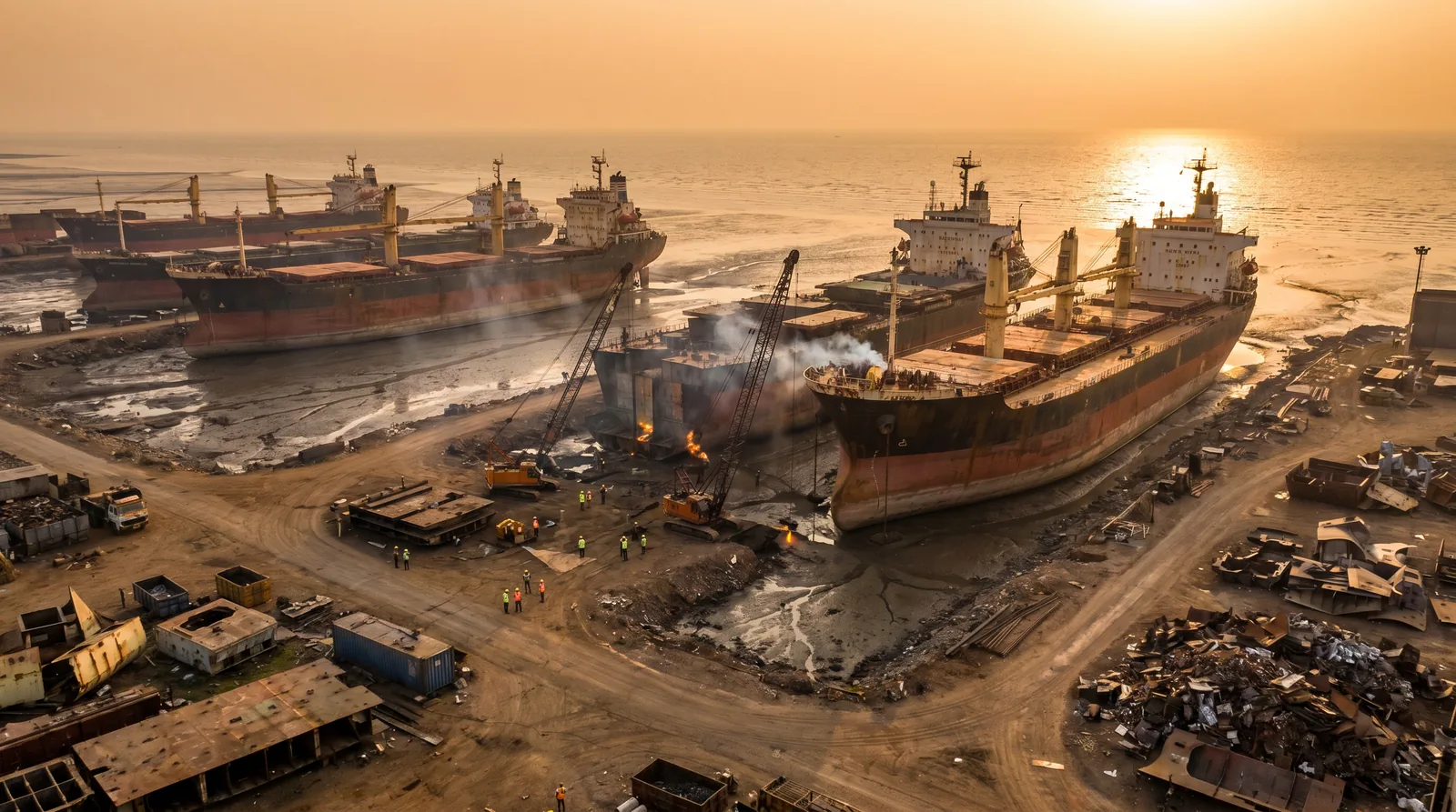 Alang ship-recycling yard in Gujarat, India - source of low-hour marine oil separator spare parts