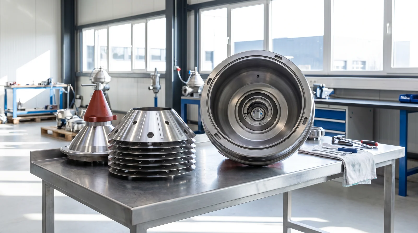 Alfa Laval MAPX reconditioned parts beside Alang