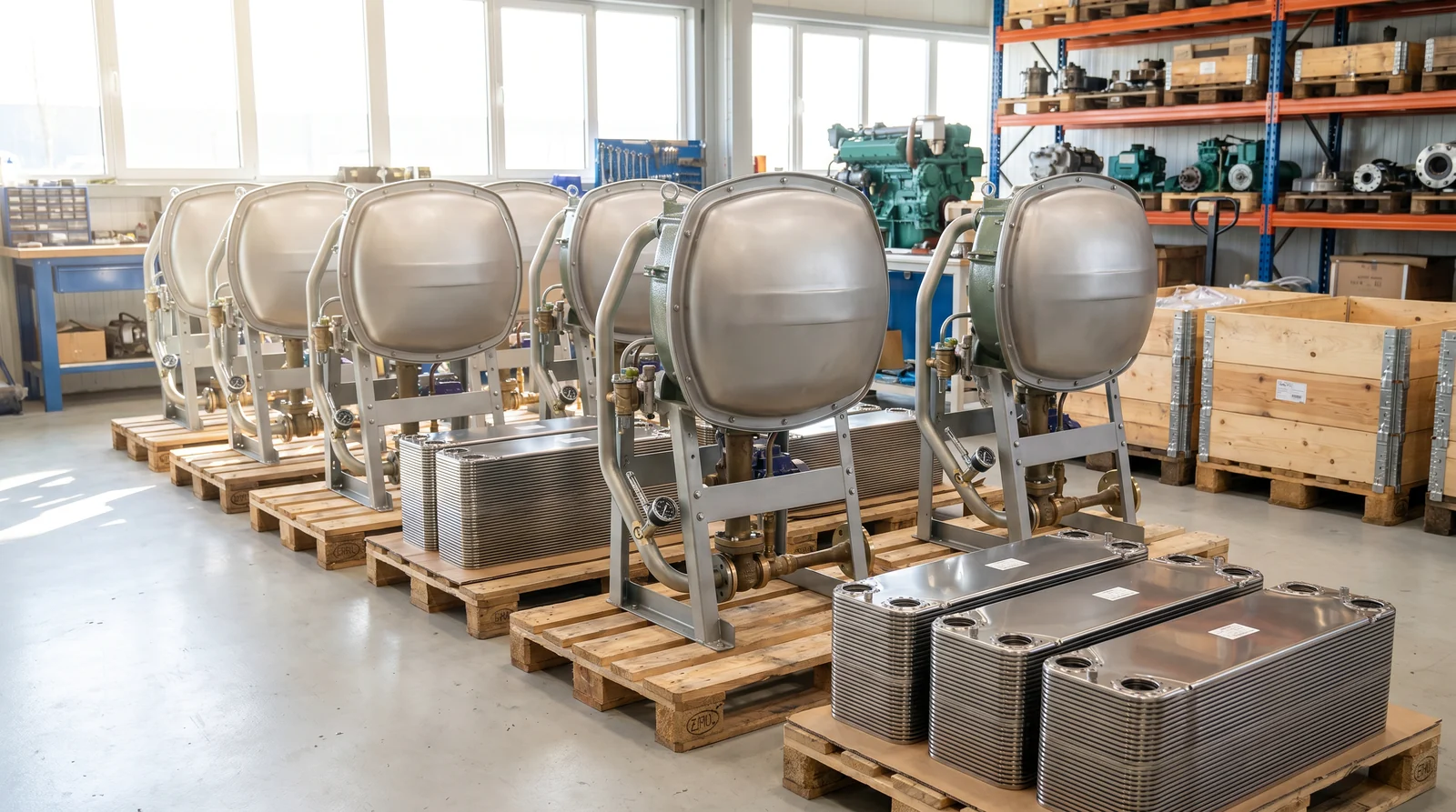 Alfa Laval JWP series reconditioned parts beside Alang