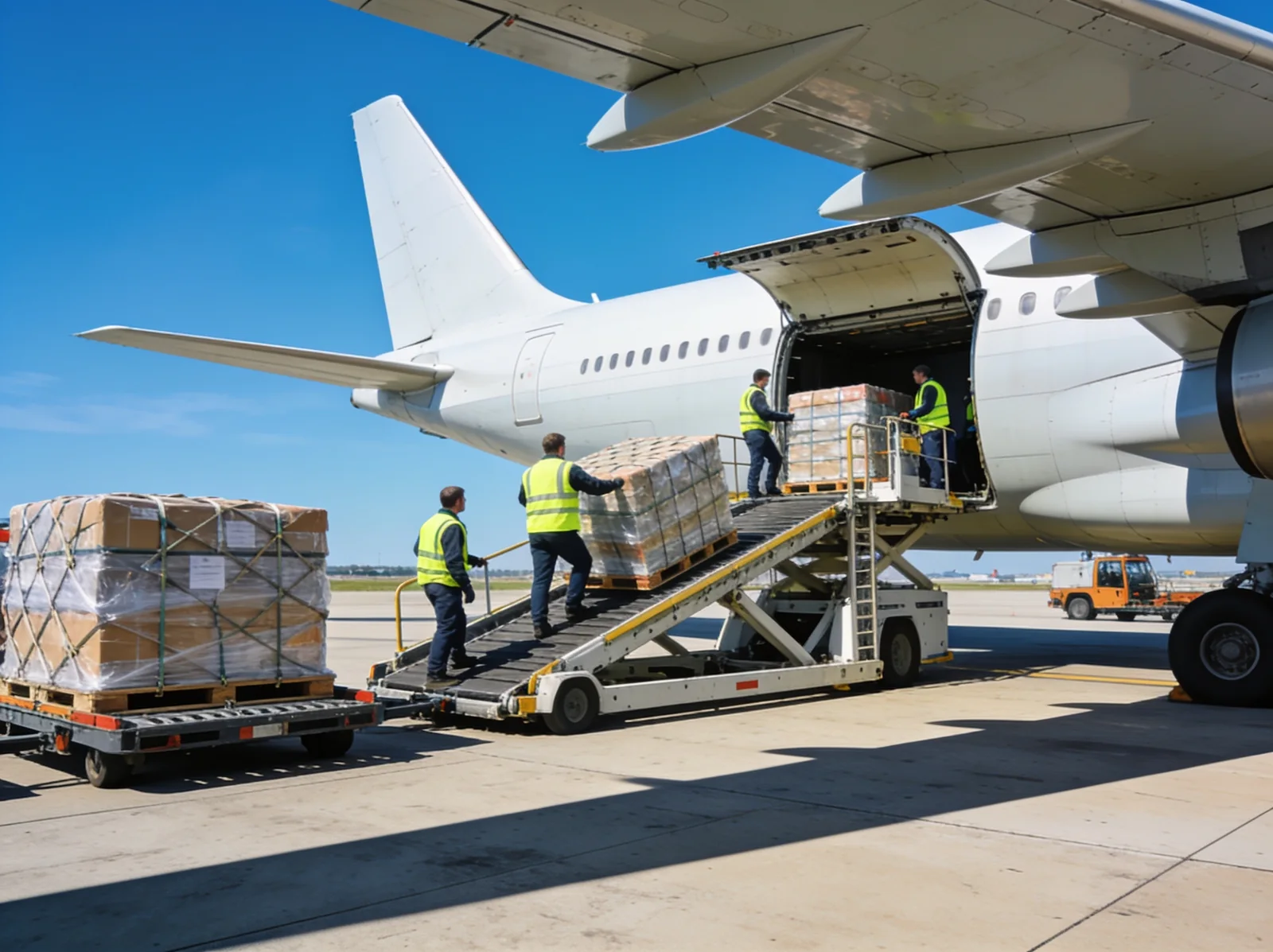 Cargo aircraft loading marine spare parts at a Gujarat airport