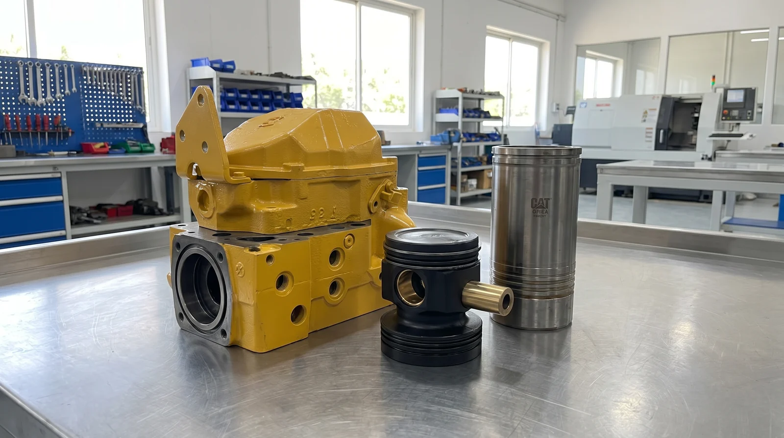 Caterpillar-CAT 3500 reconditioned parts beside Alang