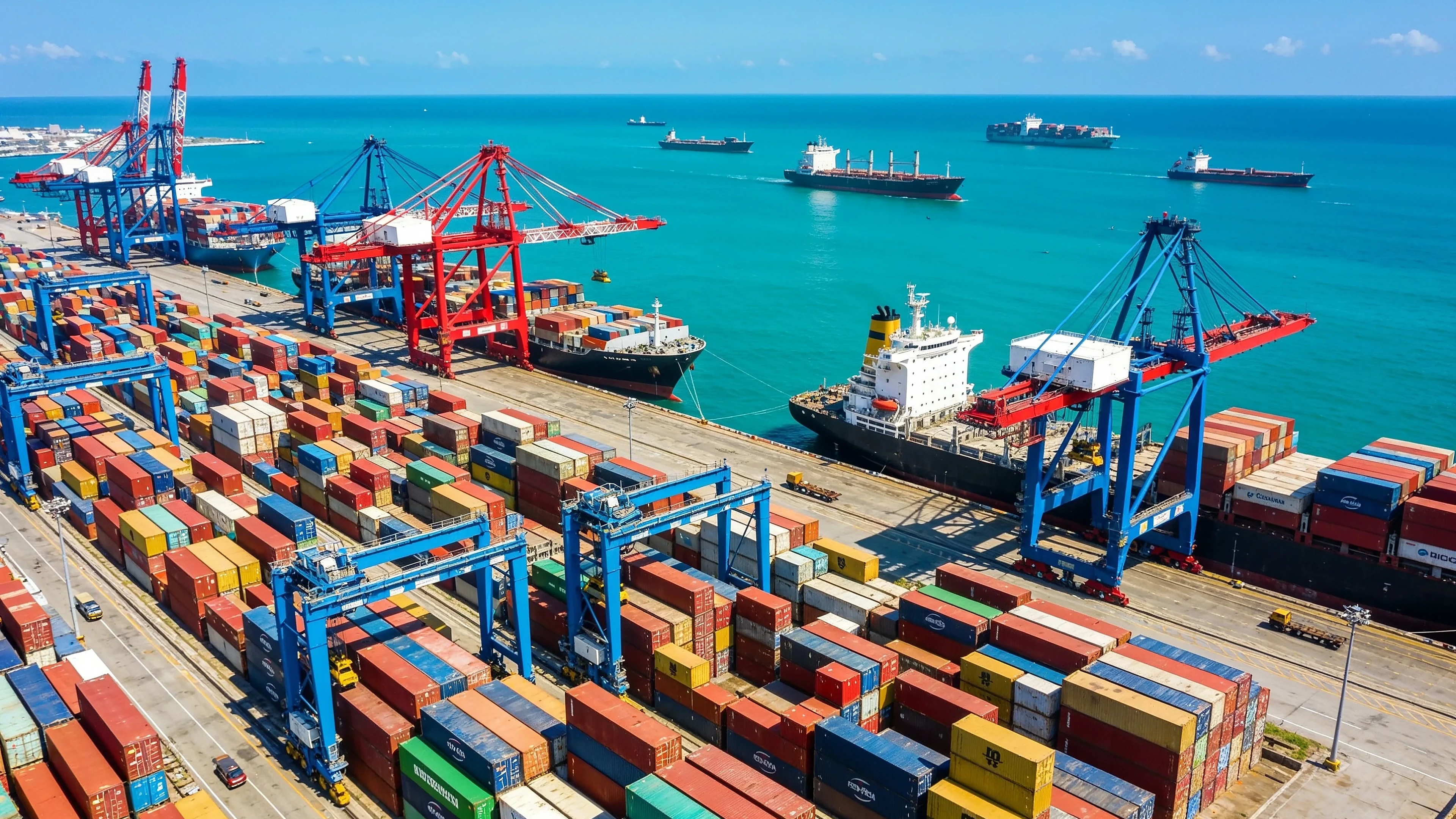 Port of Colombo container terminals on the Asia-Europe trunk route - marine spare parts delivered to Colombo
