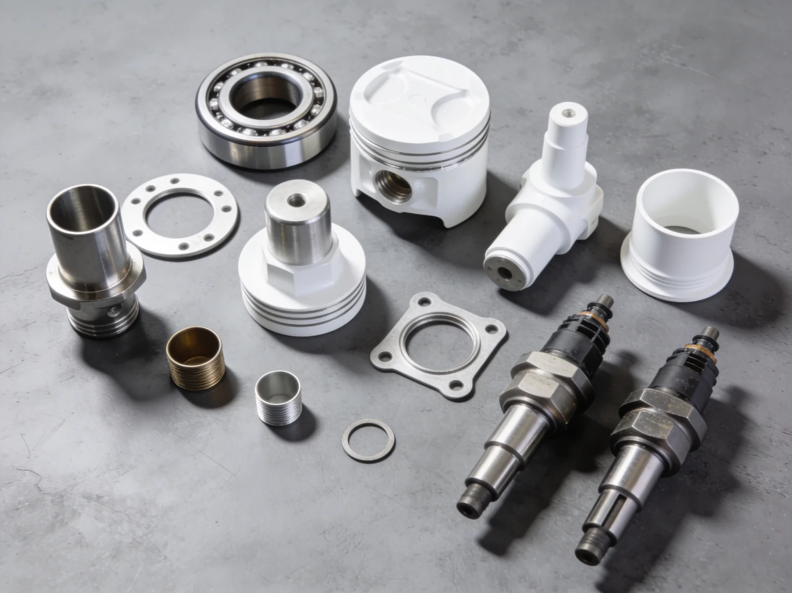Display of assorted marine engine spare parts shipped from India to the Netherlands