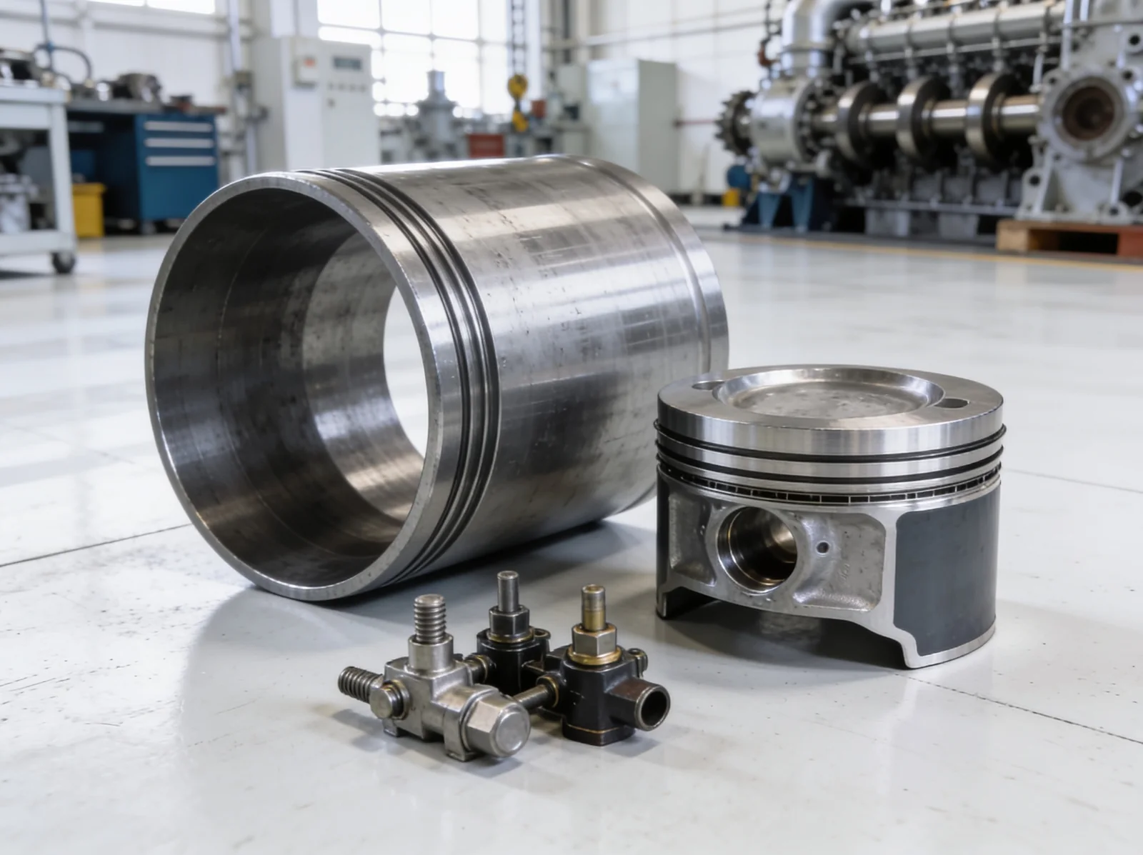 Row of marine cylinder liners supplied from India