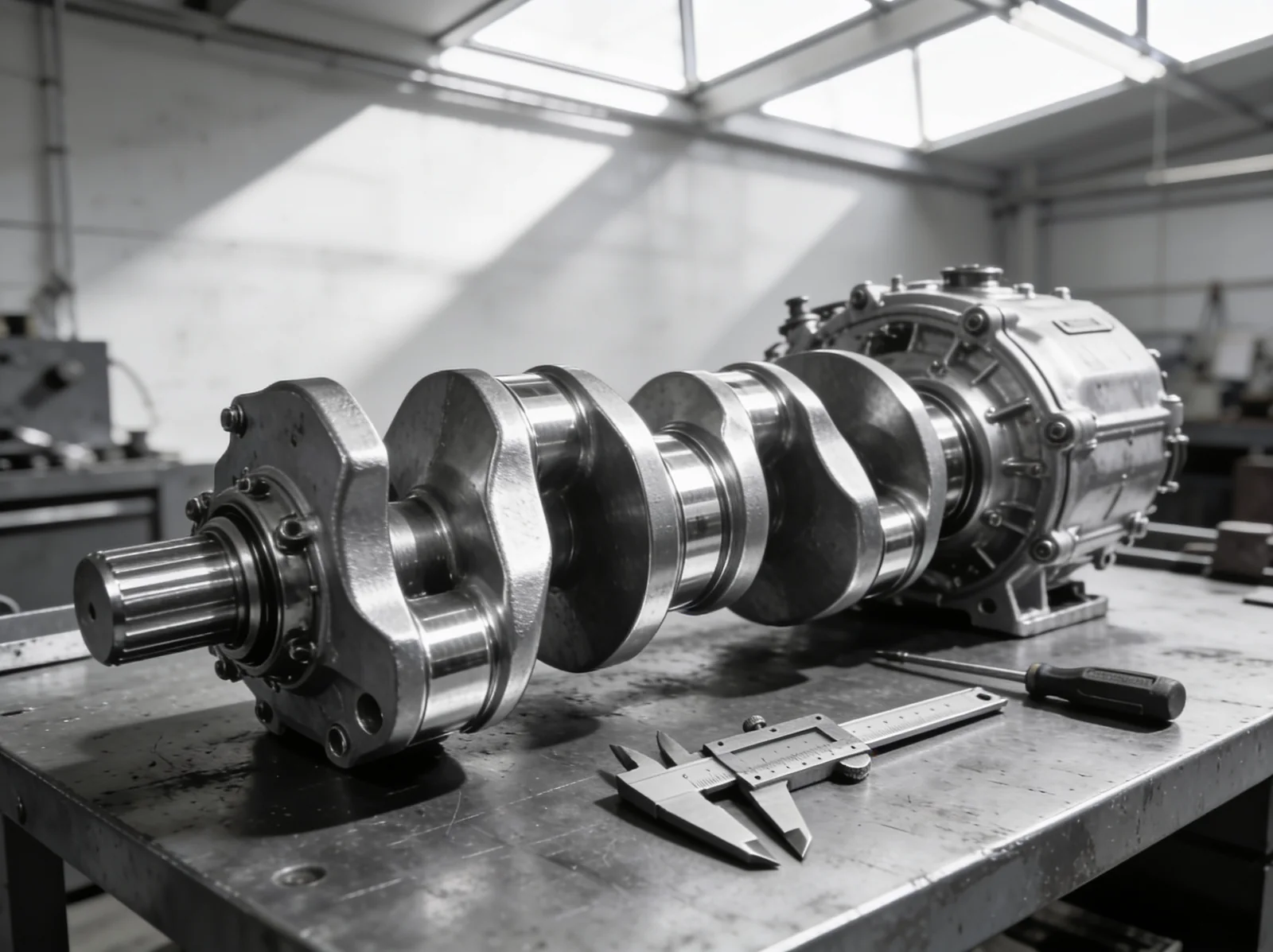 Reconditioned marine engine component on a clean bench in India, ready for export to Norway