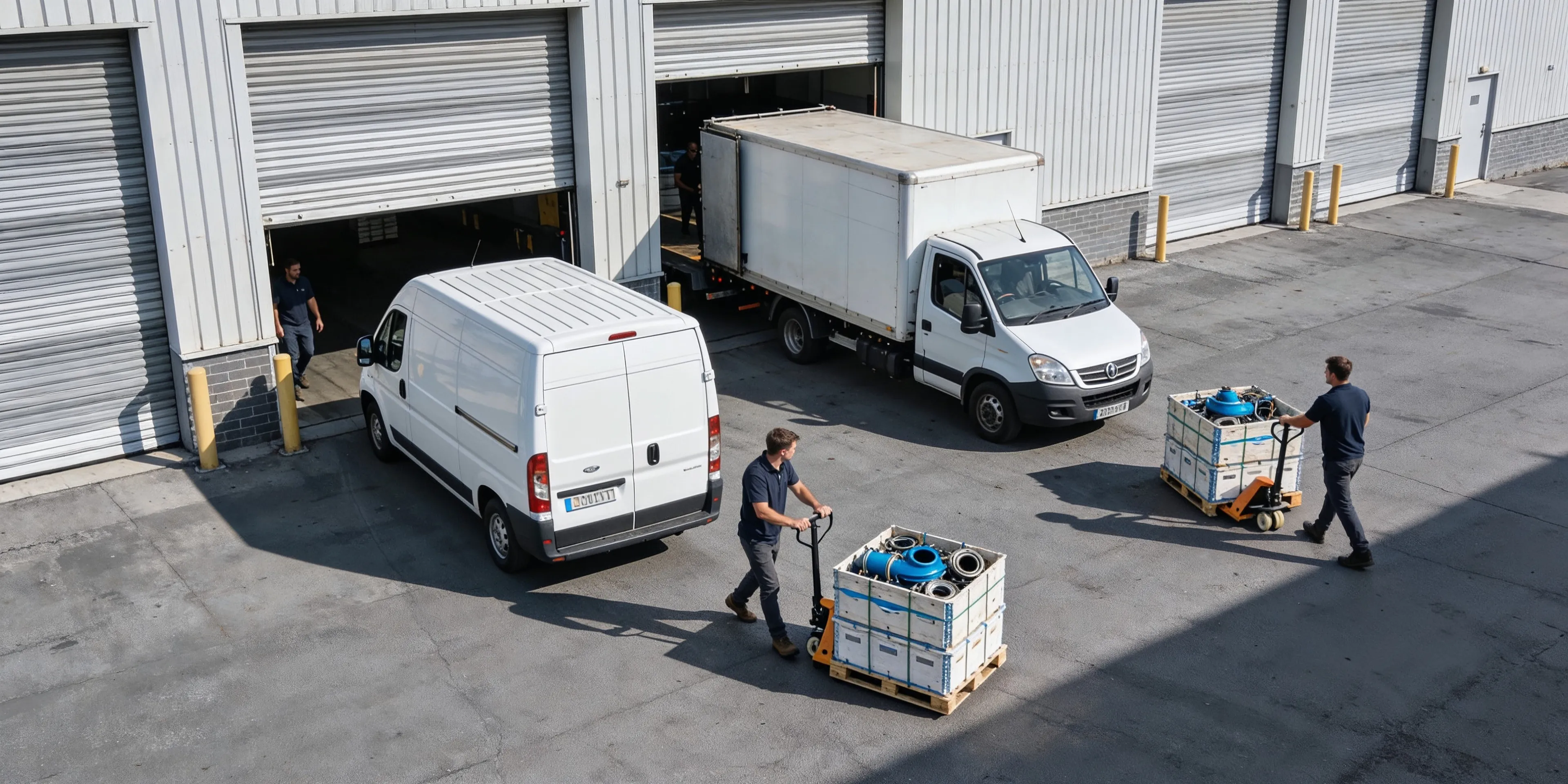 Marine spare parts dispatched from the warehouse loading bay