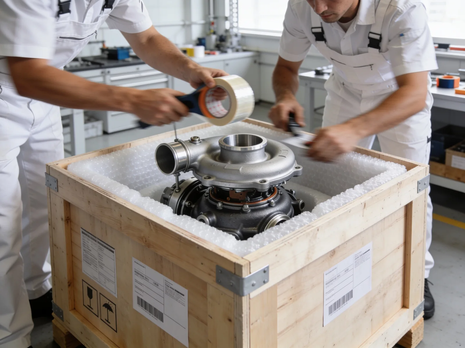 Marine parts packed fast for dispatch