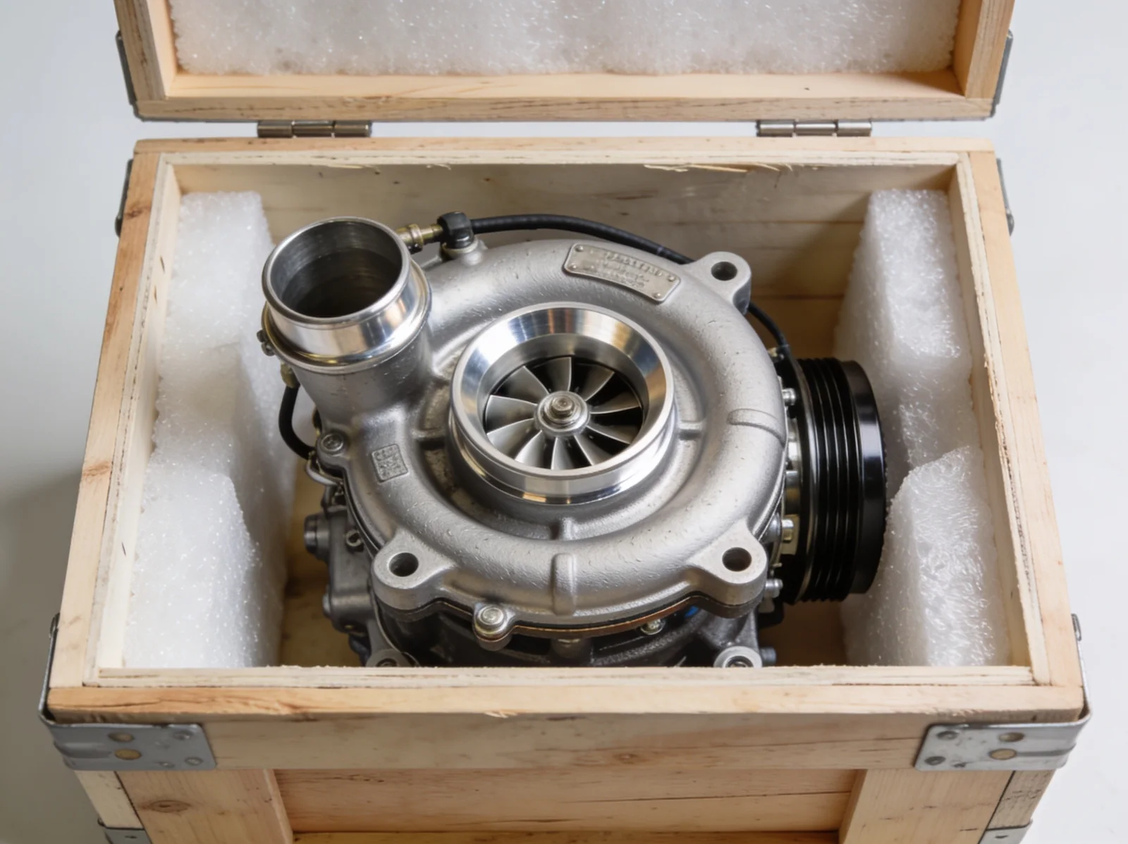 Reconditioned turbocharger crated for air freight