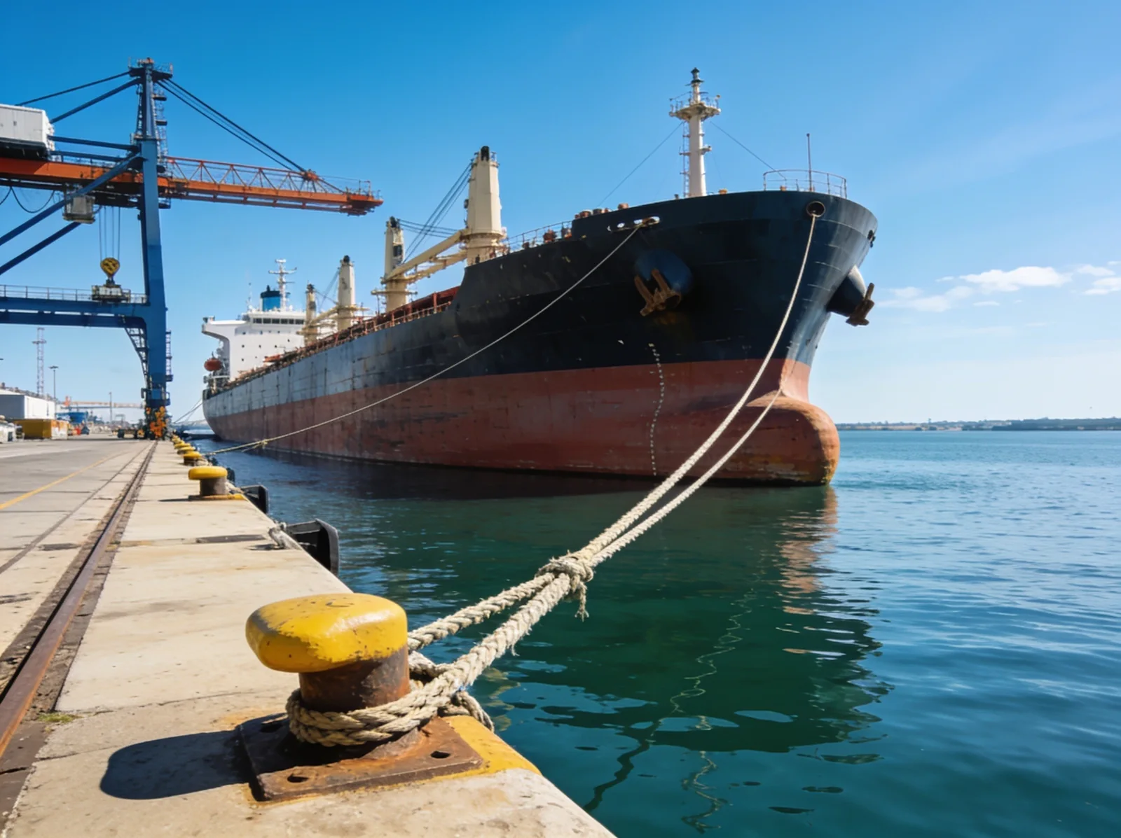 Vessel berthed and waiting for an emergency spare part