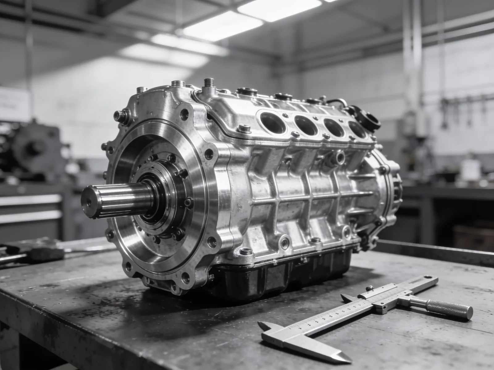 Reconditioned marine engine component on a clean bench in India