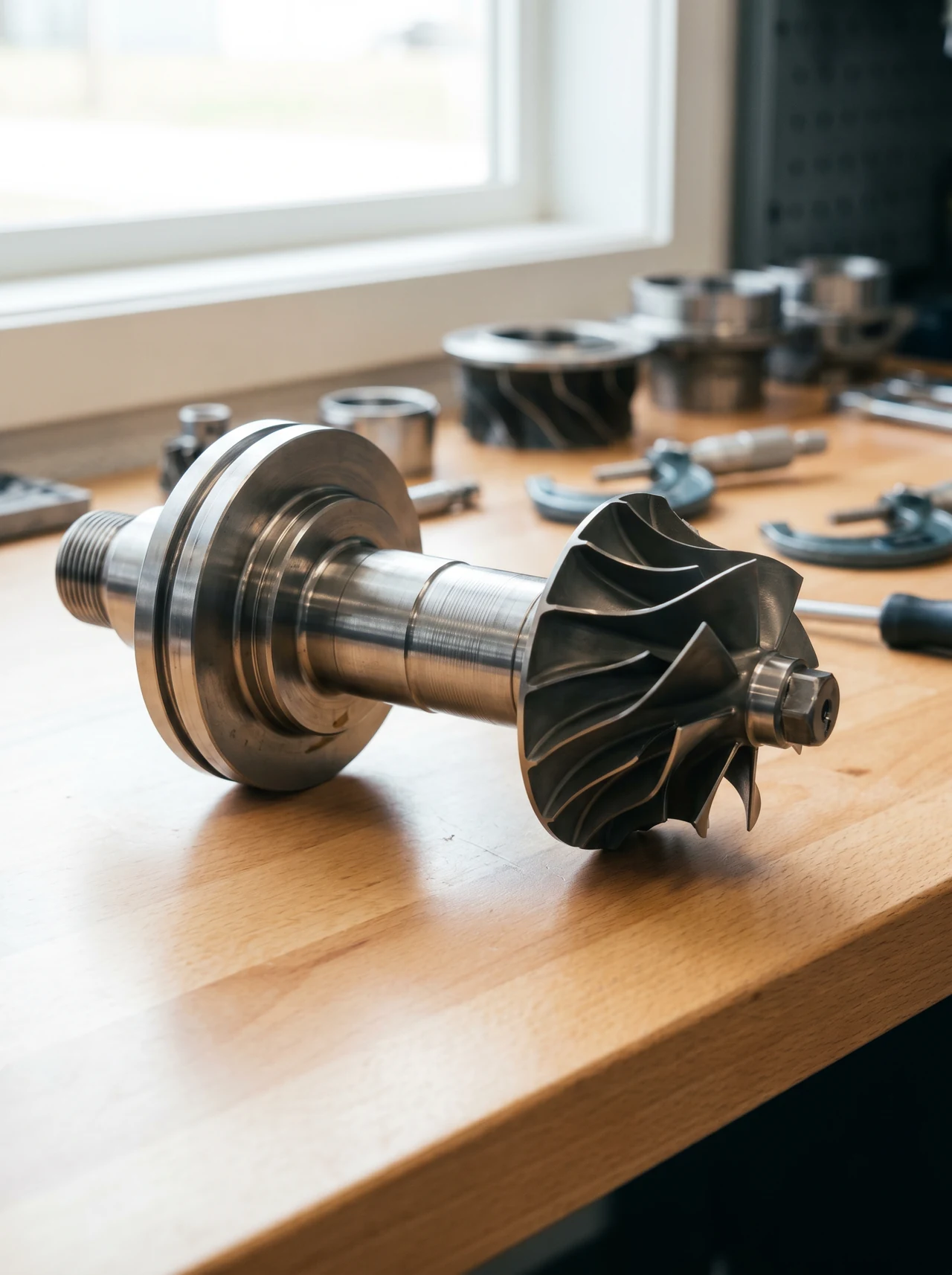 Reconditioned Holset-Cummins rotor shaft, machined and inspected in India