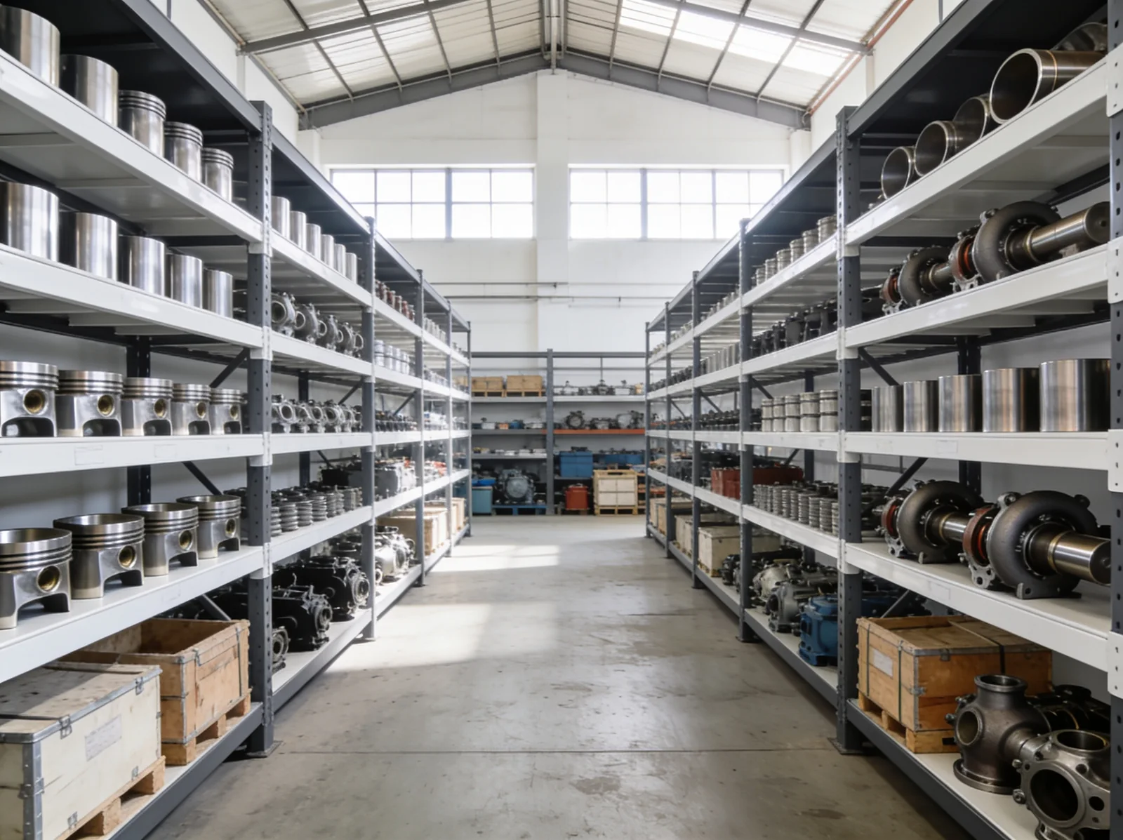 Bhavnagar warehouse of marine engine spare parts on steel racking