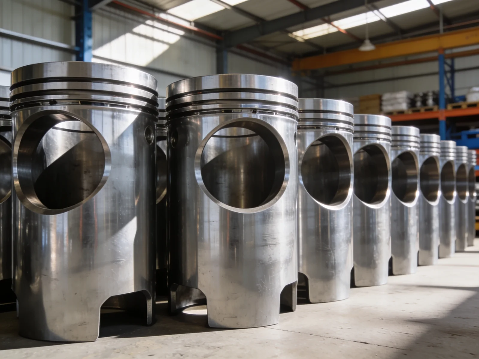 Row of marine cylinder liners supplied from India