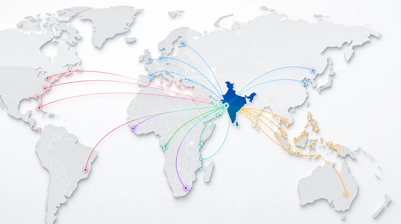 Export routes from India to major marine ports worldwide