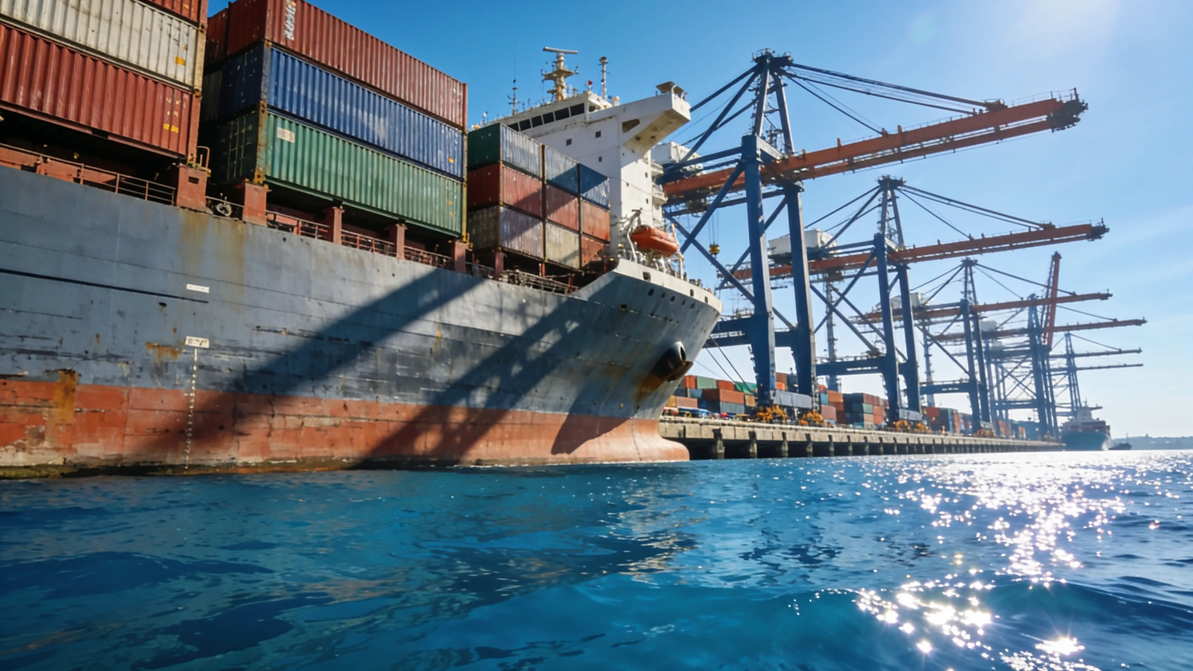 Ship loading at an Indian port - marine spare parts delivered to world ports