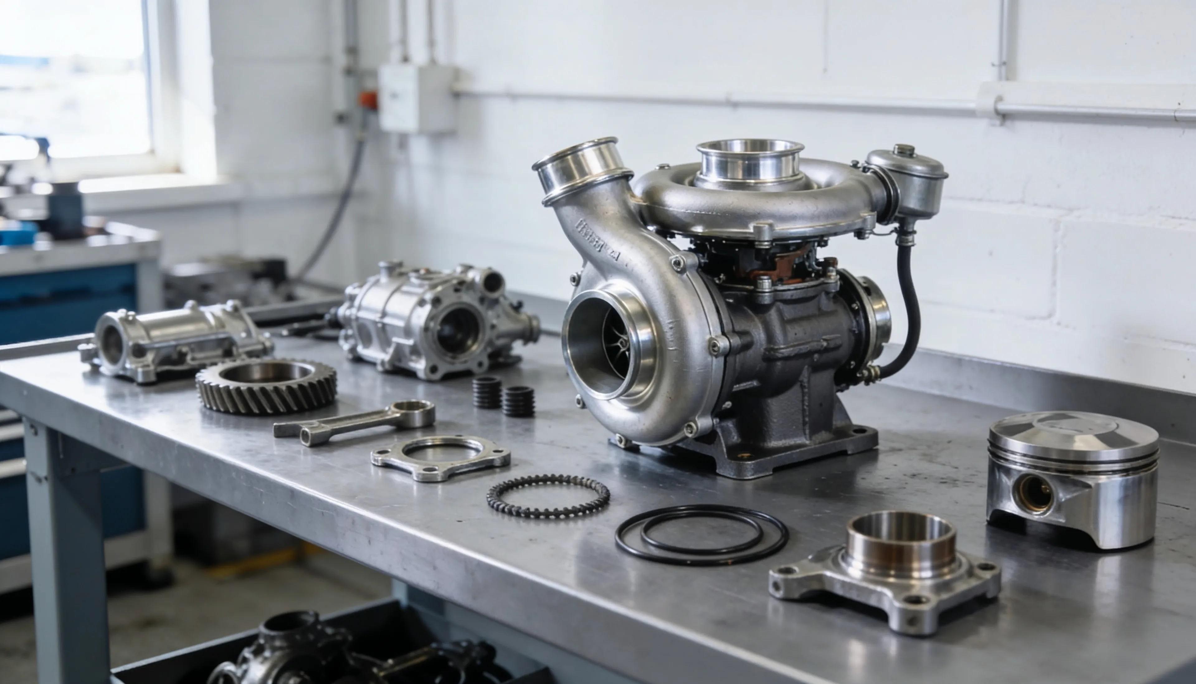 Marine turbocharger spare parts supplier — exhaust-gas turbocharger cartridge overhauled in the workshop