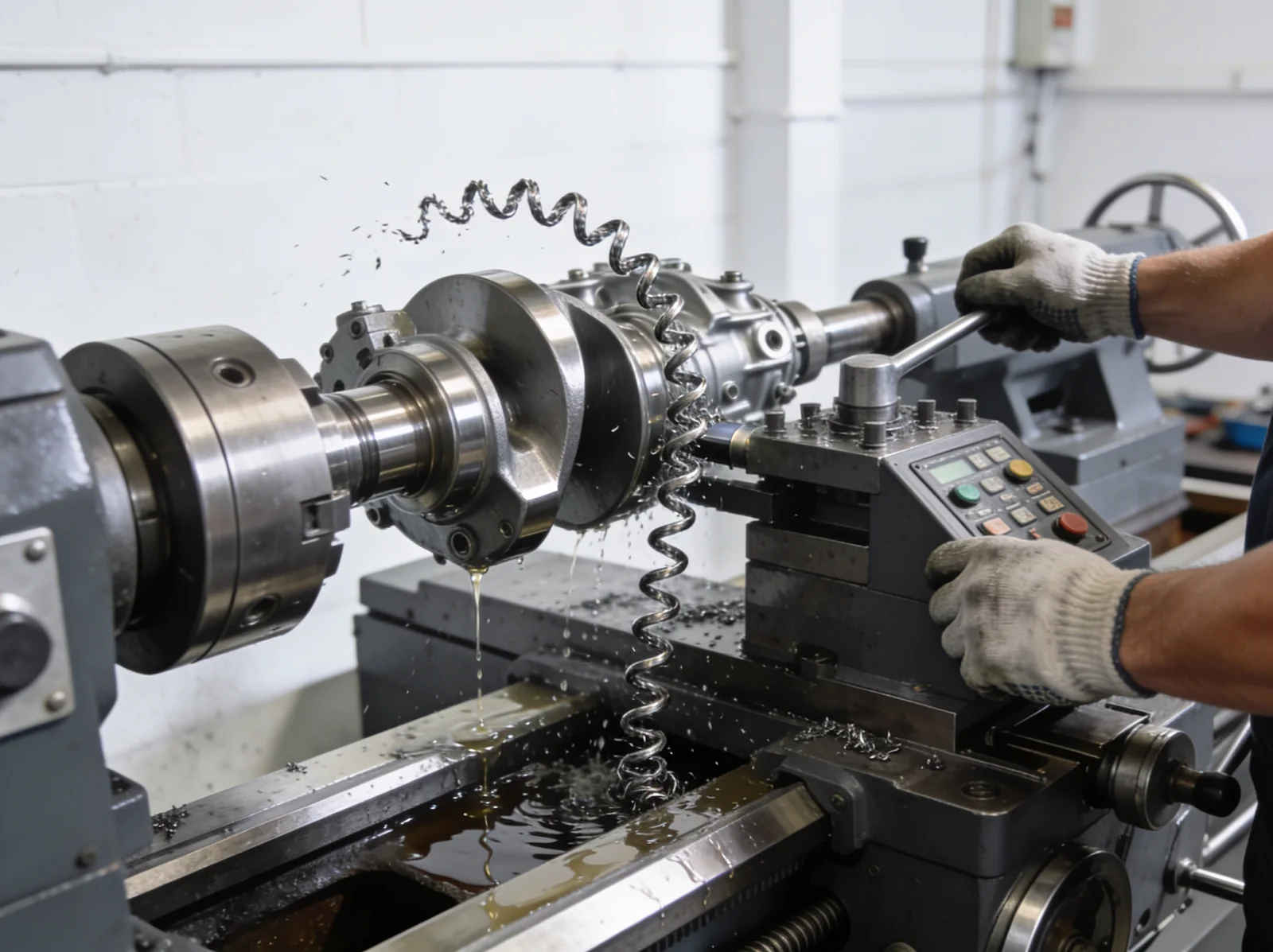 Quality inspector measuring a machined marine part with a micrometer in India before export to the Philippines
