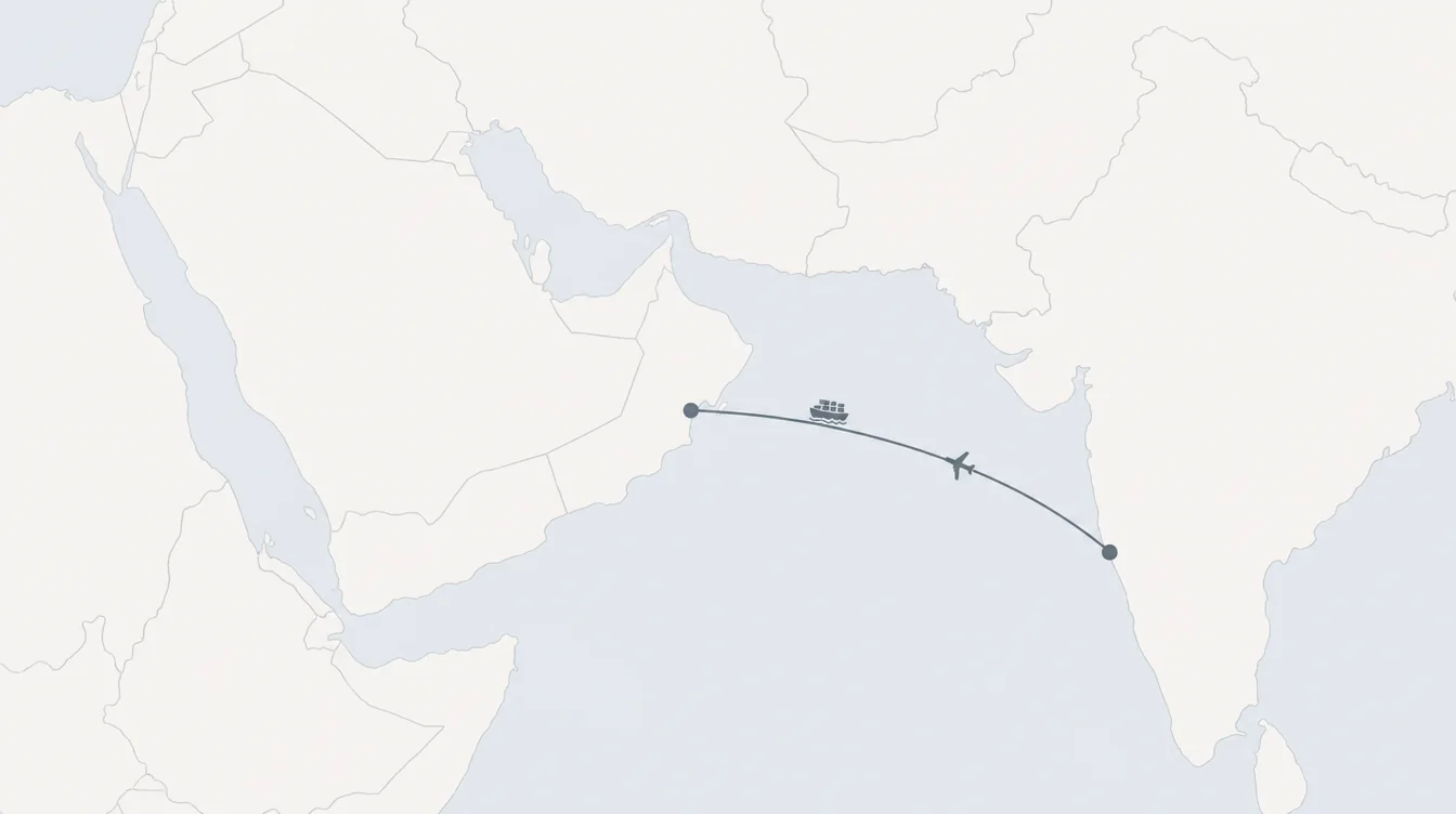 Export routes from India to Egyptian ports and the Suez Canal