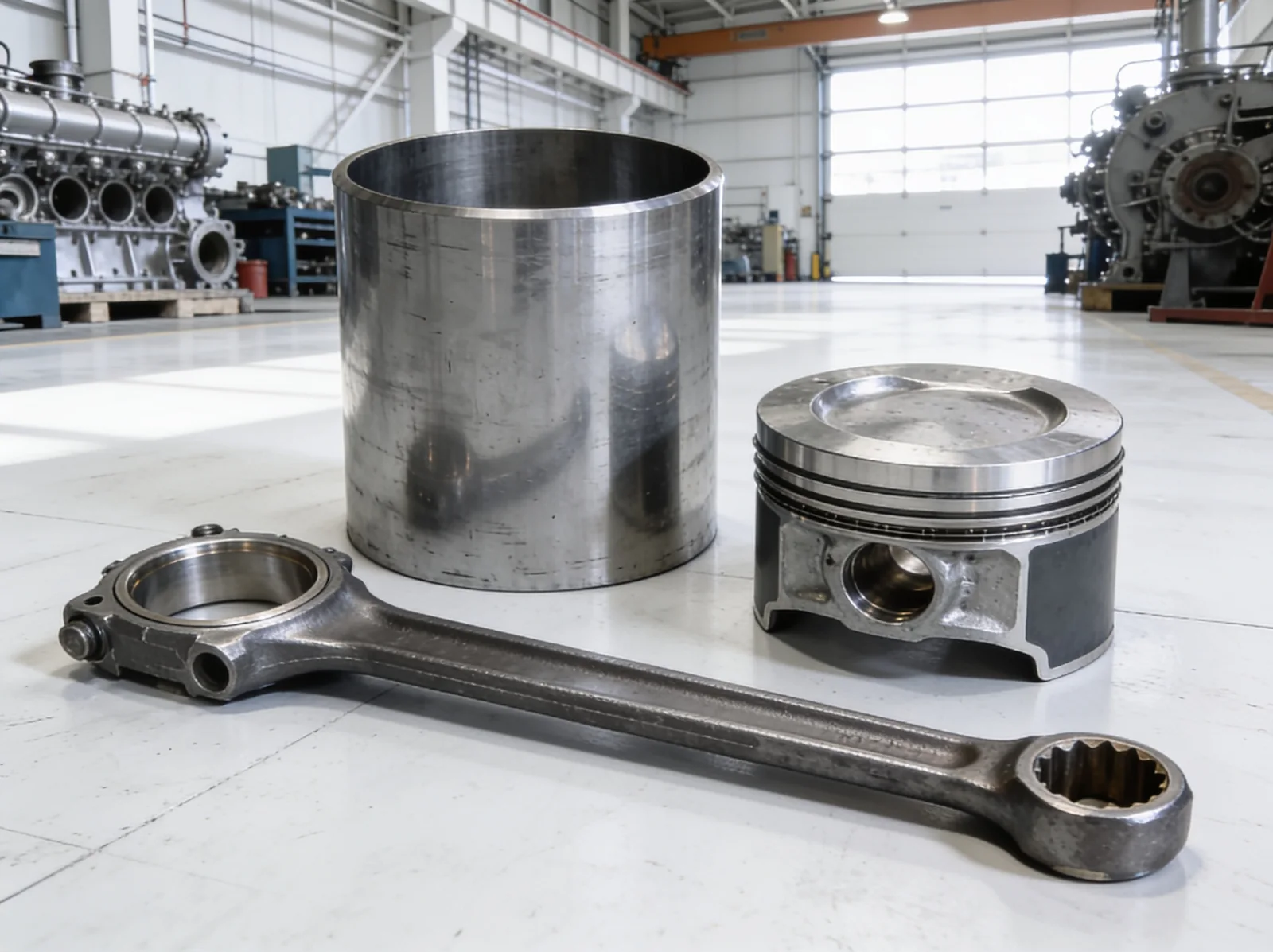 Row of marine cylinder liners supplied from India