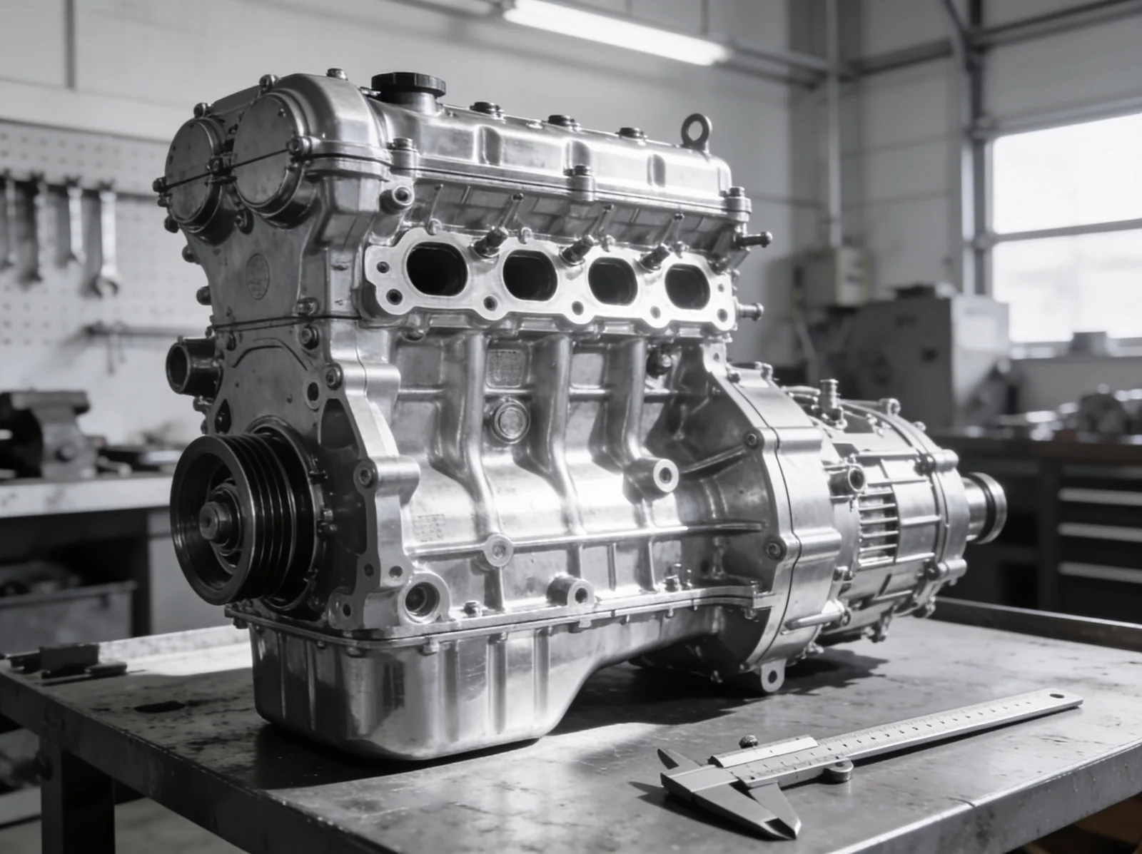 Reconditioned marine engine component on a clean bench in India
