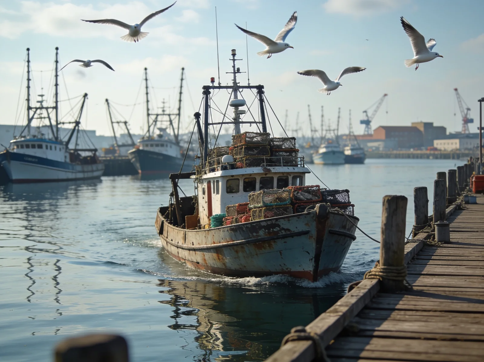 Fishing Vessel arriving in port — Wattmare marine spare parts
