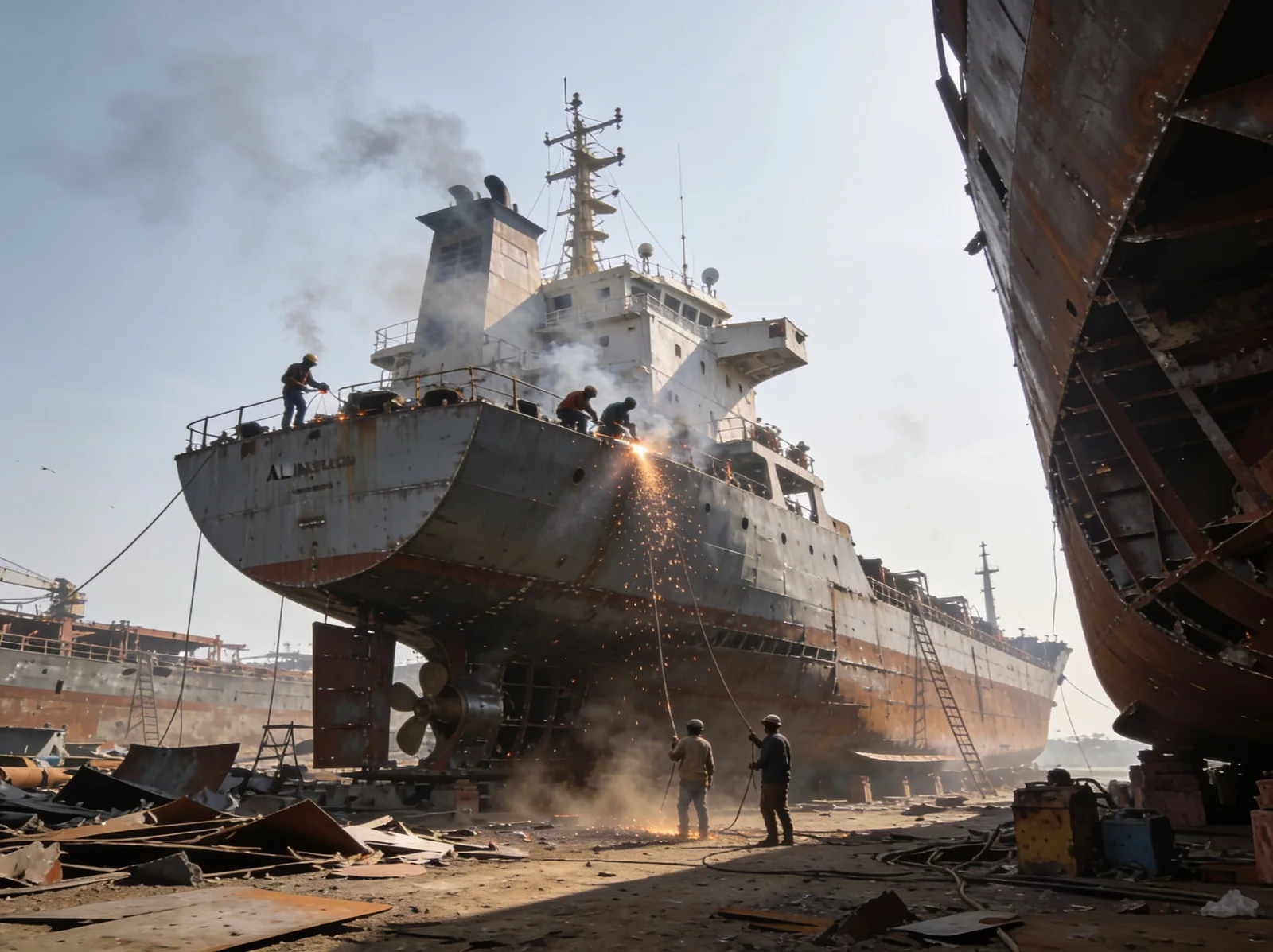 Alang ship-recycling yard — reconditioned offshore vessel spare parts | Wattmare