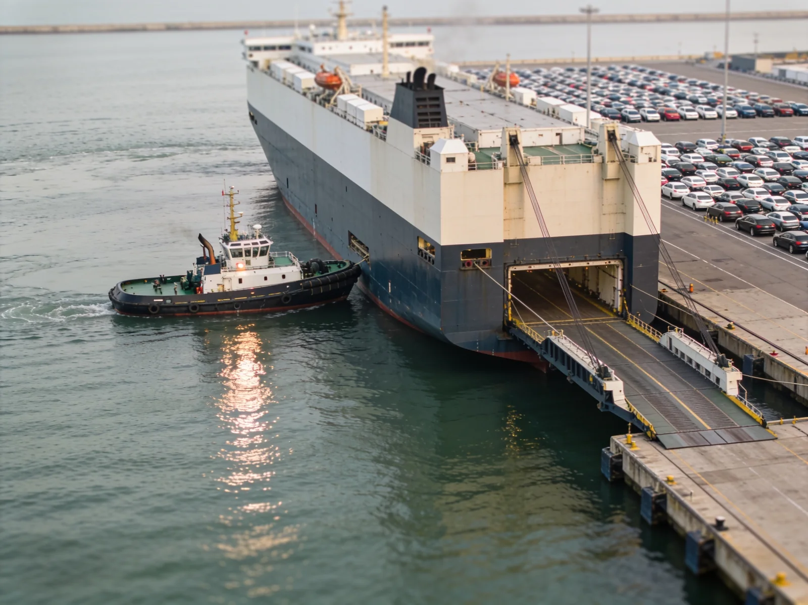 Ro-Ro Vessel arriving in port — Wattmare marine spare parts