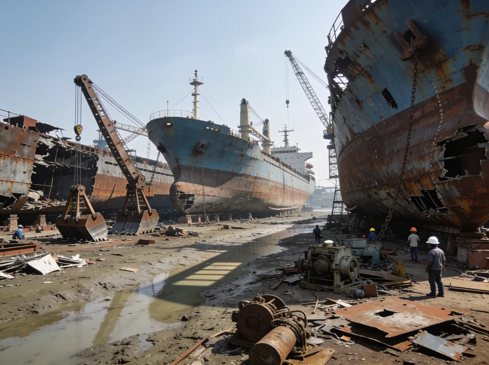 Alang ship-recycling yard — reconditioned oil tanker spare parts | Wattmare
