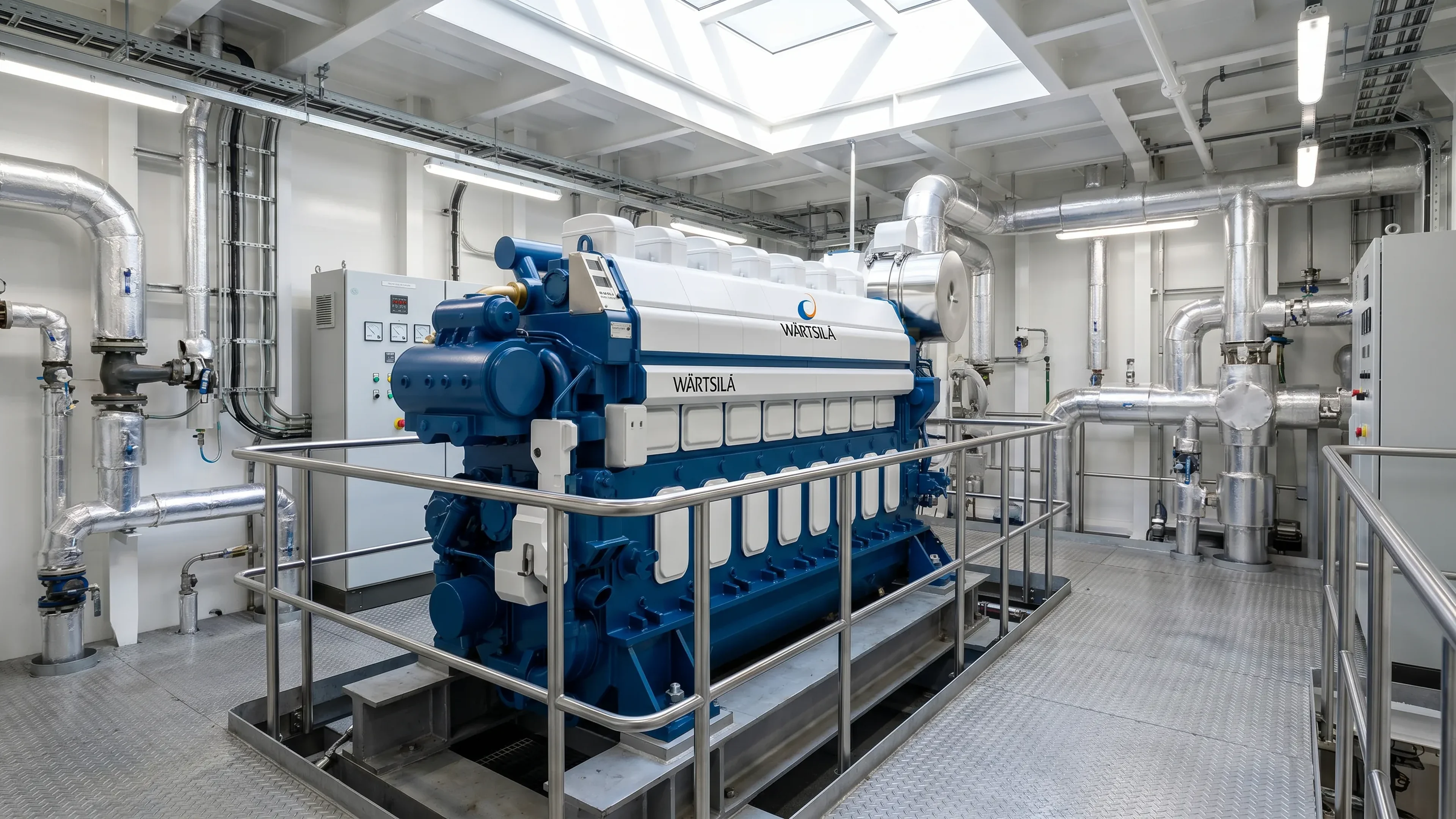 Wärtsilä two-stroke marine main engine installed in a ship engine room