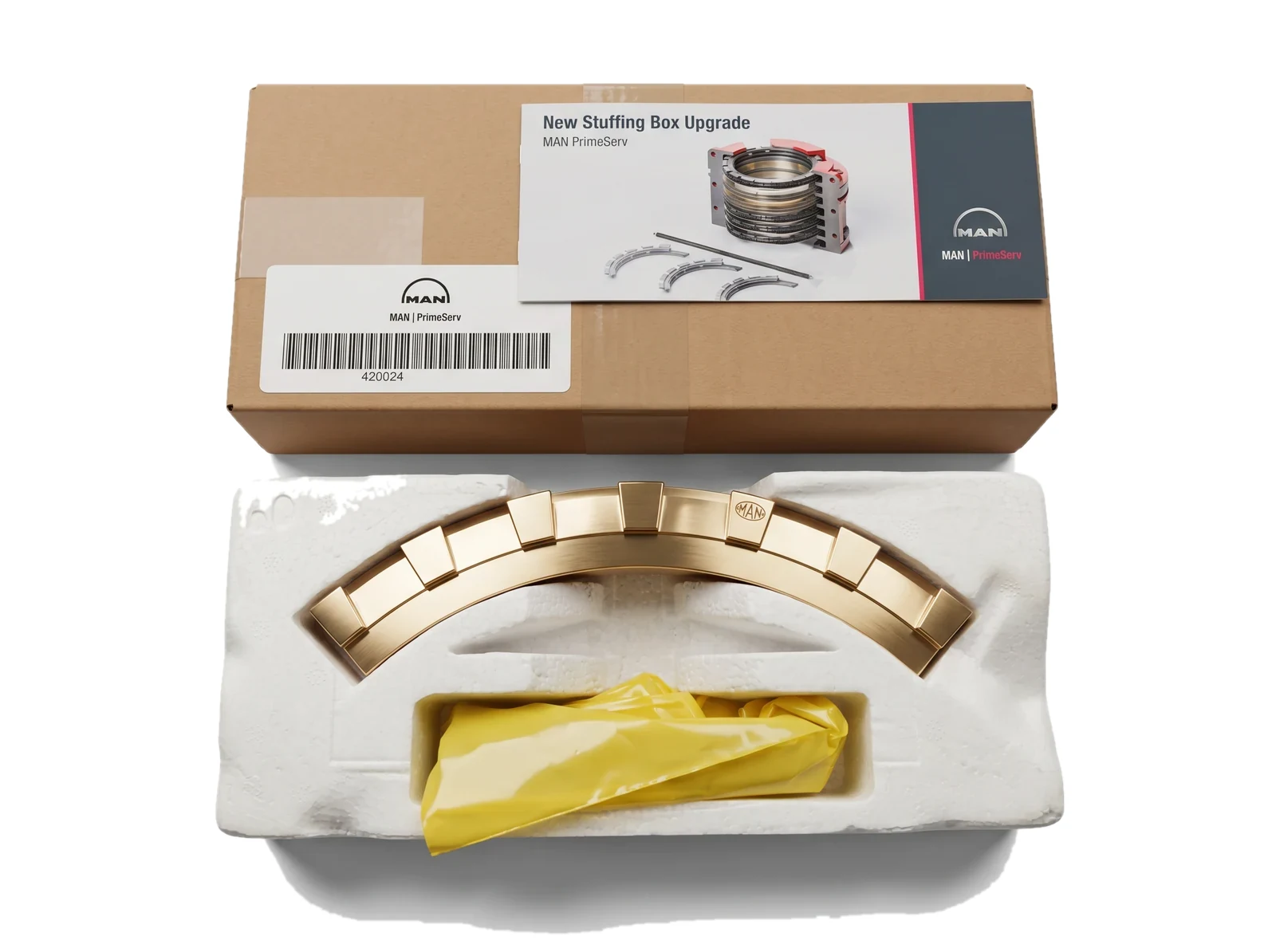 Marine main engine piston rod & stuffing box spare part — Chromed rod, scraper & sealing rings — genuine, OEM-equivalent and Alang-reconditioned