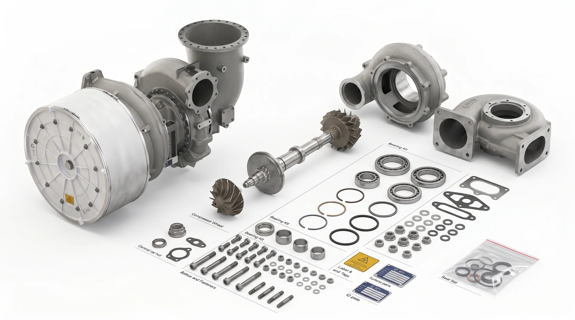 Marine turbocharger spare parts - ABB, MHI and Napier rotors, cartridges, nozzle rings and bearings supplied by Wattmare